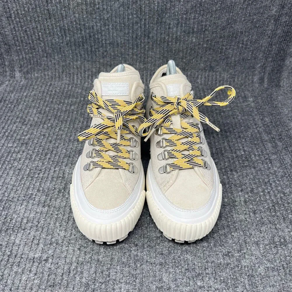 Rag & Bone Army Hiker Low Ecru White Beige Canvas Shoes Sneakers Womens 36 / 6 - Picture 2 of 7